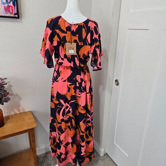 NWT Anthropologie Abel the Label Clare Boho Floral Hi Lo Midi Dress Sz Med - Picture 5 of 11